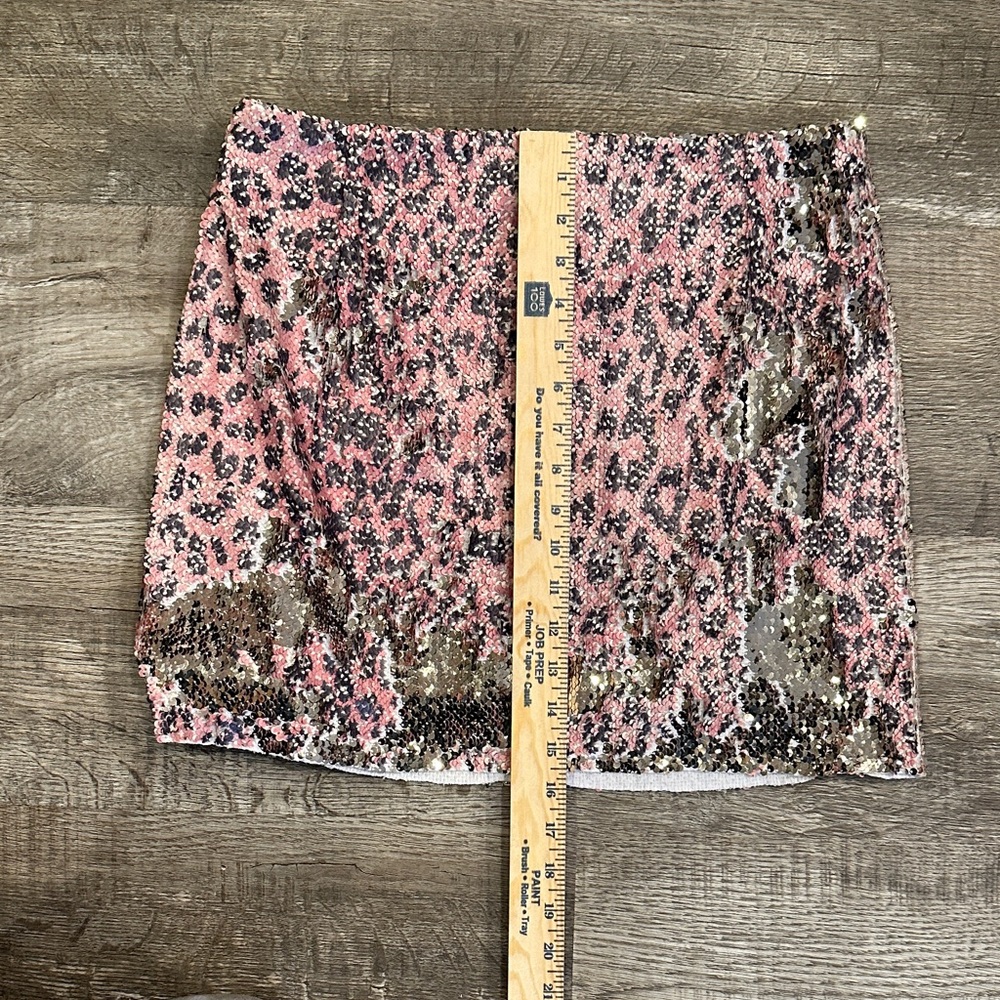 Free People Sequin Leopard Print Mini Skirt Size‎ 8 - Picture 3 of 7